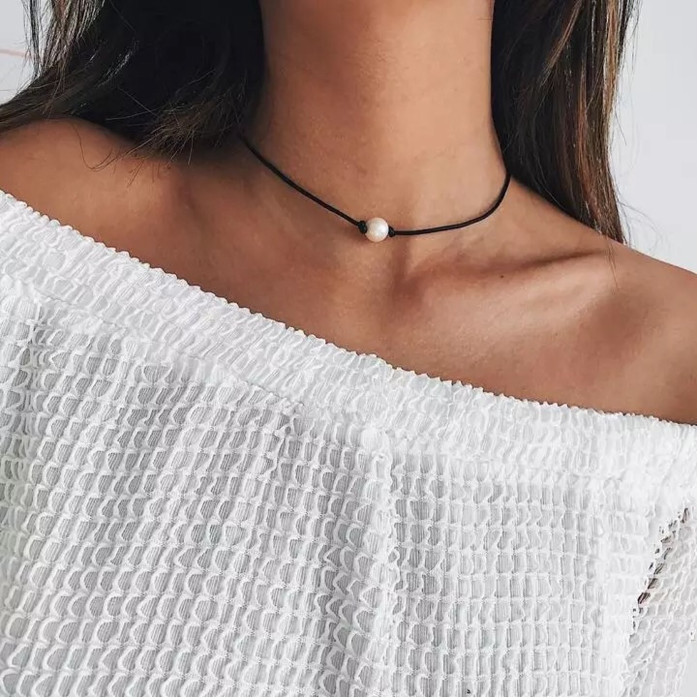 Retro Faux Pearl Boho Choker Necklace